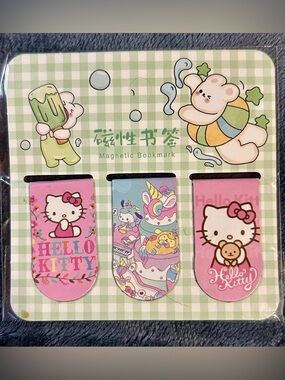 Kawaii Hello Kitty Style Magnetic Bookmark Set 3pc Cute